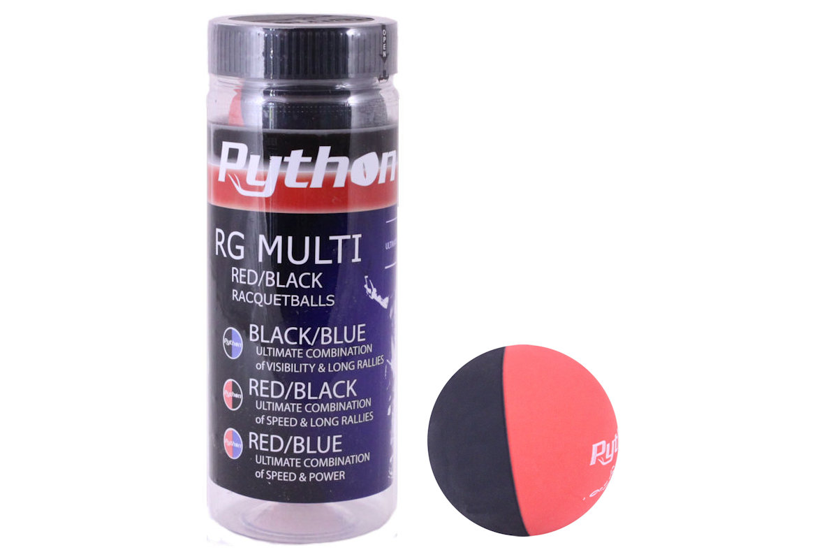 Python RG Multi Red/Black Colored Racquetballs (3 Ball Can) Python