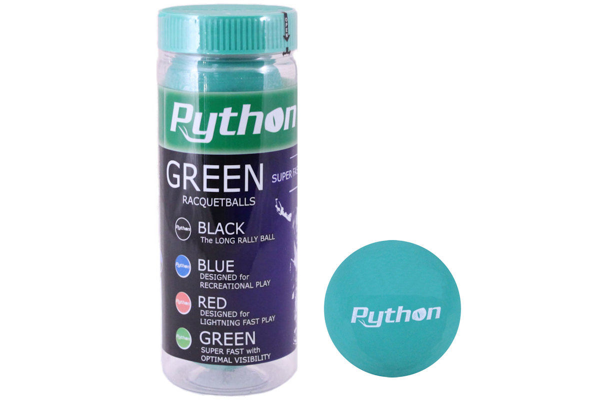 Python Green Racquetballs (3 ball can) Python Racquetball