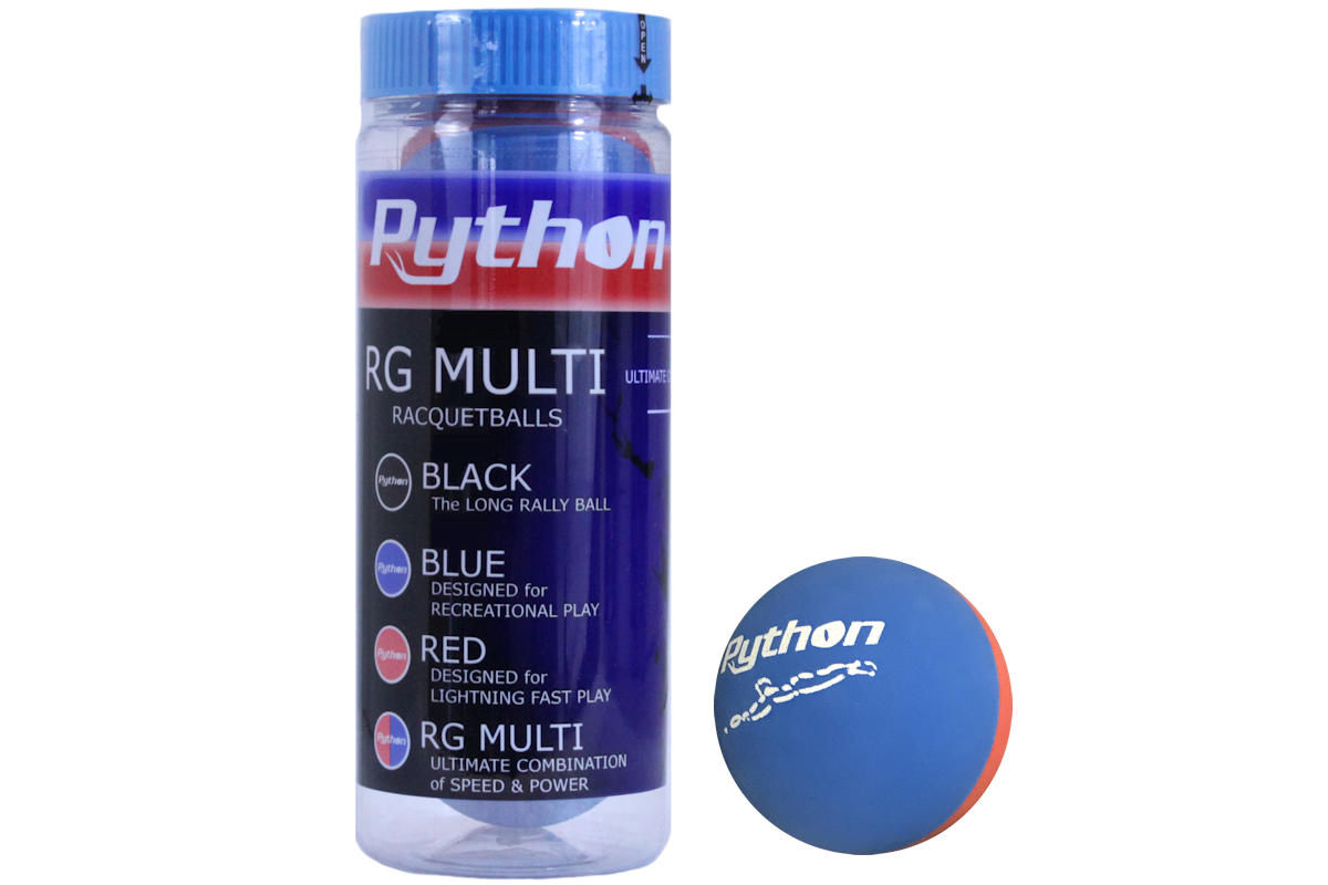 Python RG Multi Blue/Red Colored Racquetballs (3 ball can) Python